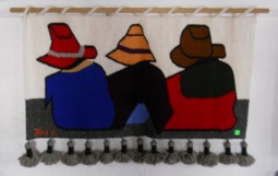 Wandteppich mit einer Mnnergruppe,
                              wobei die Mnner aus verschiedenen Drfern
                              stammen