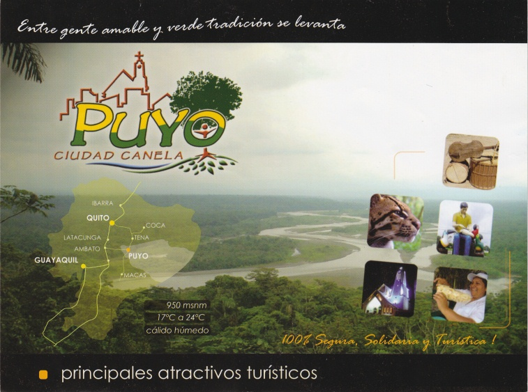 La portada del folleto turstico de Puyo