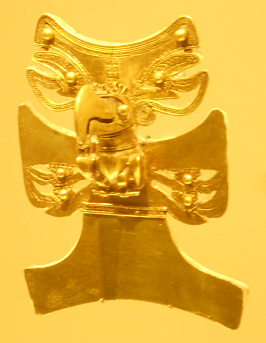 Columbia's Tairona Culture, an alien
                              god with bird's head and wings as a symbol
                              of the ability to fly