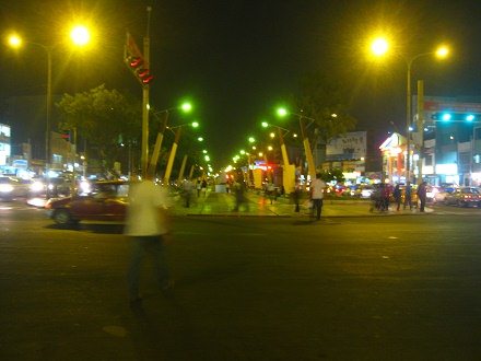 Avenida de la Torre con su bulevar en
                            la noche