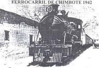 Tren de Chimbote
                          con una locomotora de vapor en el año 1942