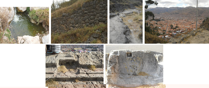Cusco
                                      Sacsayhuamn Teil 16: Der Rckweg
                                      nach Cusco zu Fuss: Verschmutzter
                                      Bach - Mauer mit Blumenmuster -
                                      die Sicht auf Cusco - geschnittene
                                      Steine