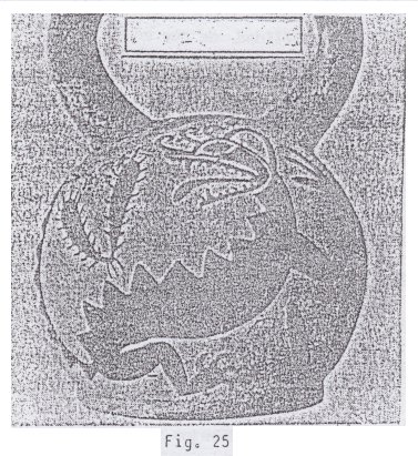 Fig.
                                25: cermica de la cultura Pachacmac
                                con un estegosaurio