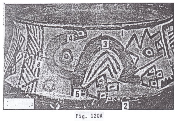 Fig. 120A: dinosaurio
                              en un ceramio Nasca