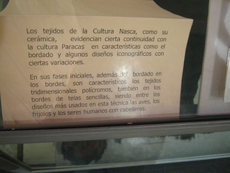 Textos sobre los tejidos de la cultura
                            Nazca 01
