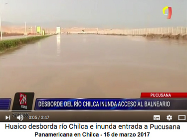 Chilca, la
                        Panamericana inundada por el ro Chilca