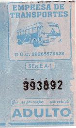 Hellblaues Busbillet ohne Firmenname mit
                        einem aufgedruckten "Dankeschn" fr
                        die "Reise"