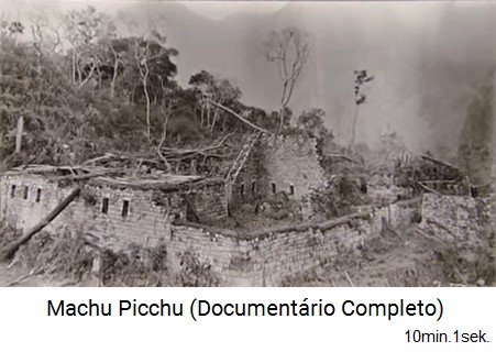 Bingham en Machu
                      Picchu en 1912: zona cubierta con muros grandes y
                      con el templo de espejo / templo de mortero