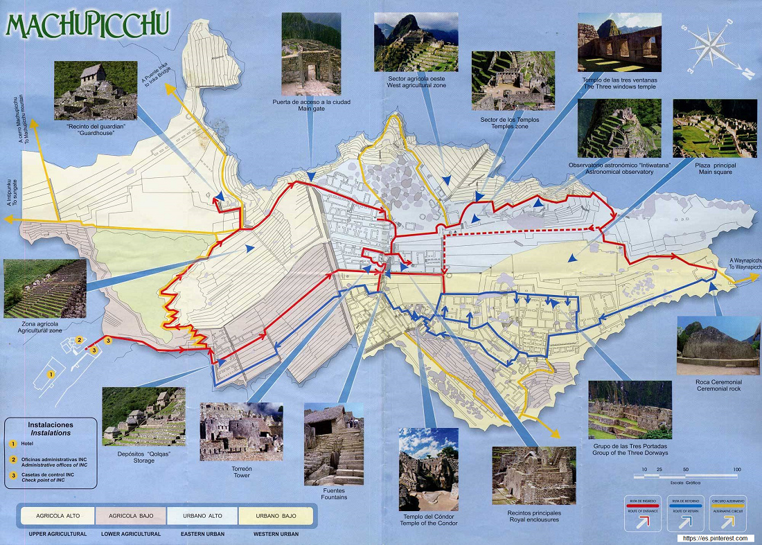 Mapa
                      de Machu Picchu con fotos