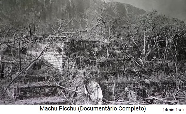Bingham in Machu Picchu 1912: Bewachsene Zone mit Terrasse und einem Gebude