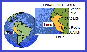 Earth with South "America" with Lima and Machu Picchu, globe with map