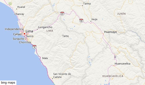Mapa con Lima y Huancavelica