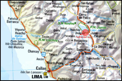 Mapa con la posicin
                        de las cuevas de Pachamachay