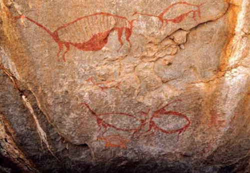 Cueva
                        de Pachamachay, pinturas rupestres
