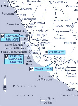 Mapa con
              Pisco y con el parque nacional de Paracas