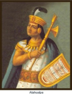 Atahualpa
              (Atahuallpa) con corona y hacha, cuadro