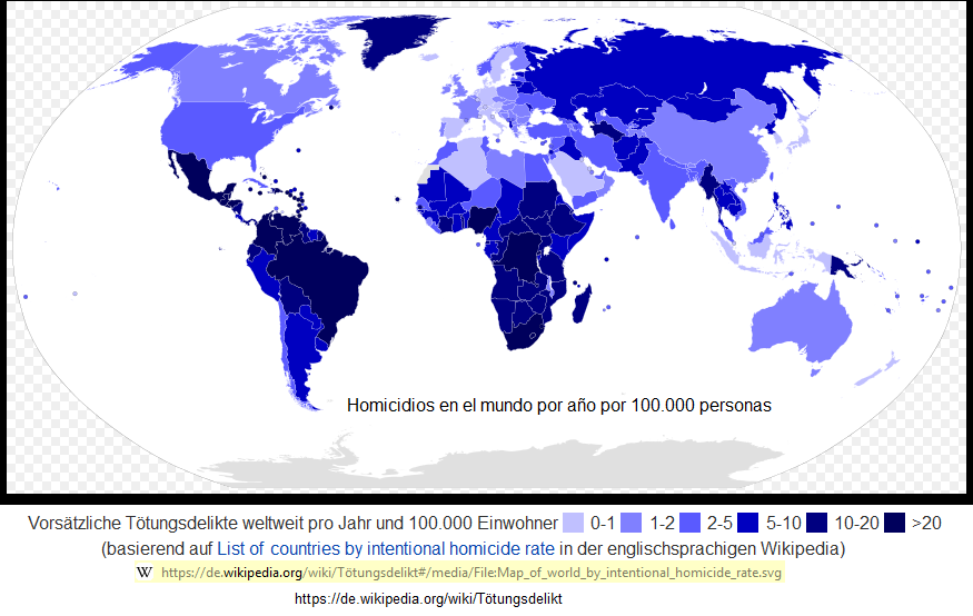 Mapa mundial de
                              homicidios de Wikipedia