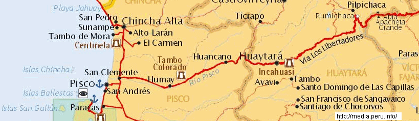 Mapa 03: El valle Pisco y la denominacin del
                      trayecto como "Va Los Libertadores".