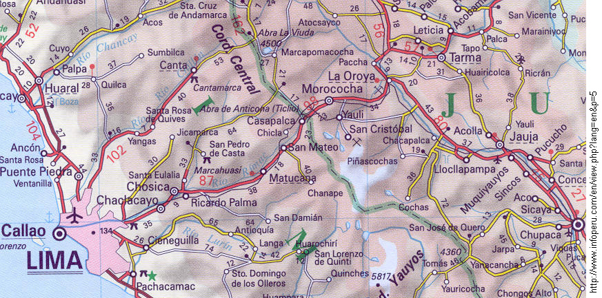 Karte Tarma-La
                        Oroya-Morococha-Lima