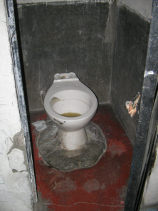 WC-Hsli der Raststtte mit WC-Schssel
                          ohne Splung